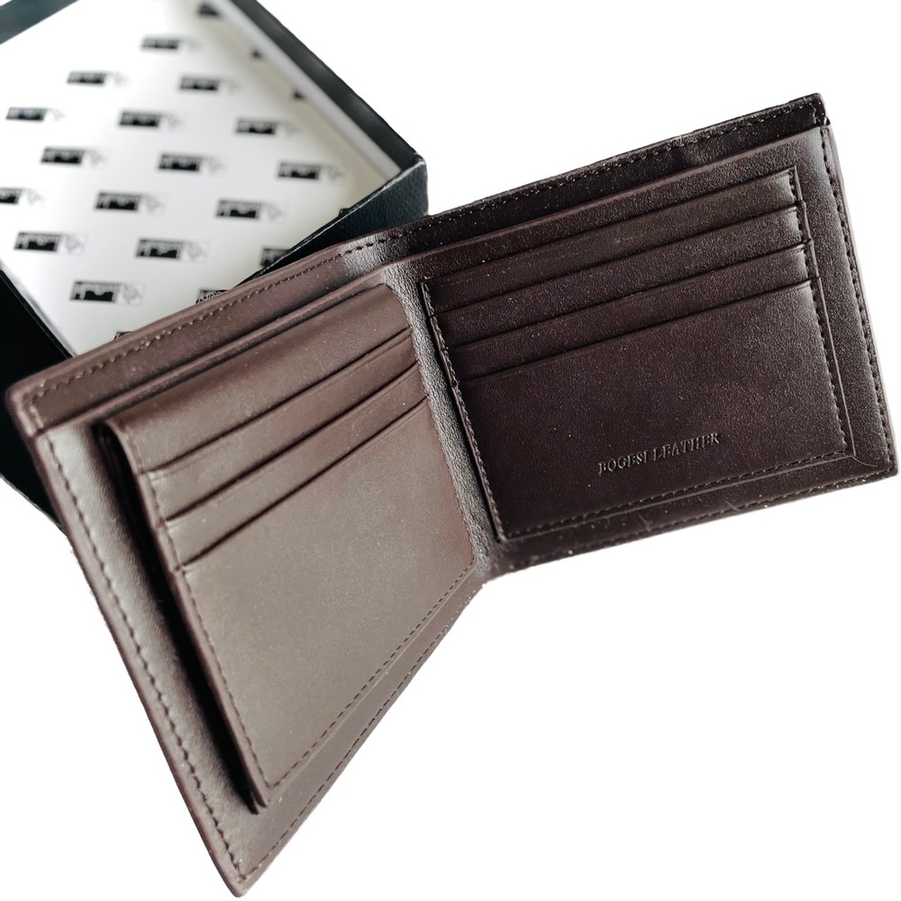 BOGESI | OS | Leather Inner Faux Textured Leather Outer Men’s Bi-Fold Wallet NIB
